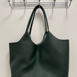 Anthropologie Green Faux Leather Tote Bag